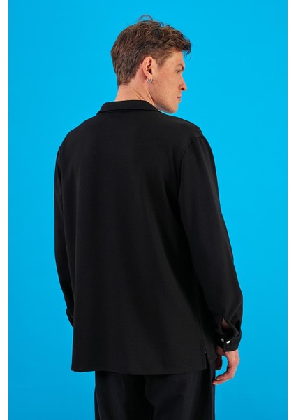 Erkek Clark Siyah Regular Fit Pamuklu Gömlek