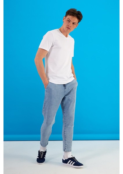 Erkek Nick Beyaz V Yaka Slim Fit Basic Tişört modelleri