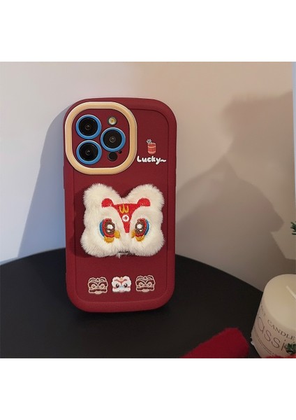 iPhone 15 Pro Aslan Darbeye Dayanıklı Kırmızı Telefon Kılıfı (Yurt Dışından)