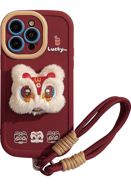 iPhone 12 Pro Aslan Darbeye Dayanıklı Kırmızı Telefon Kılıfı (Yurt Dışından)