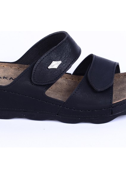 37-976 Yüksek Taban Cırtcırtlı Rahat Taban Siyah Günlük Kadın Terlik fiyatları