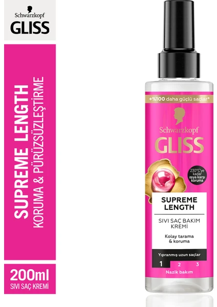 Schwarzkopf Gliss Supreme Length  Koruyucu Sıvı Saç Bakım Kremi 200 Ml