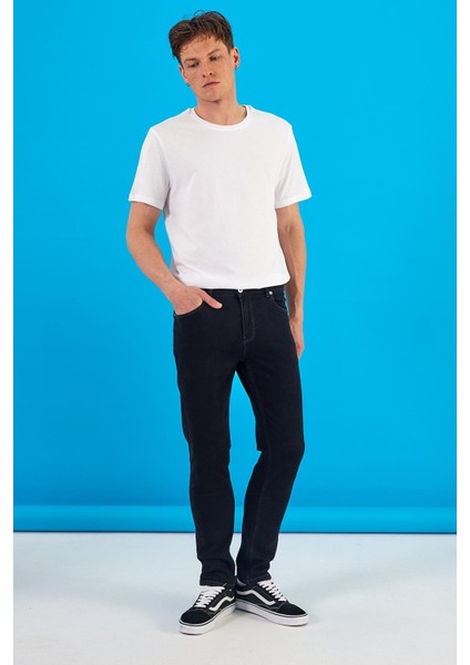 Erkek Edward Black Slim Straight Jean Pantolon