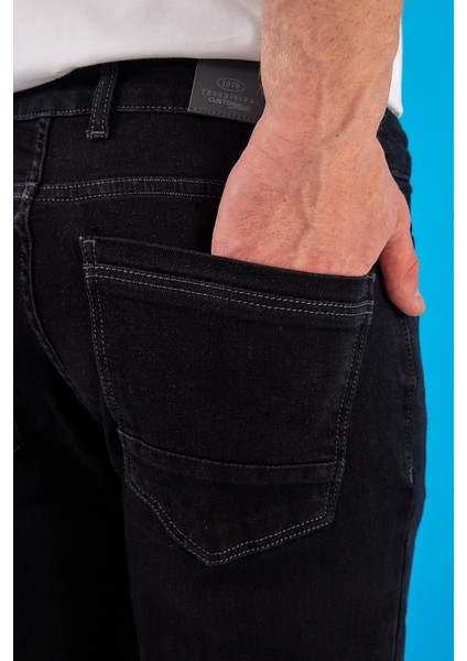 Erkek Edward Black Slim Straight Jean Pantolon modelleri