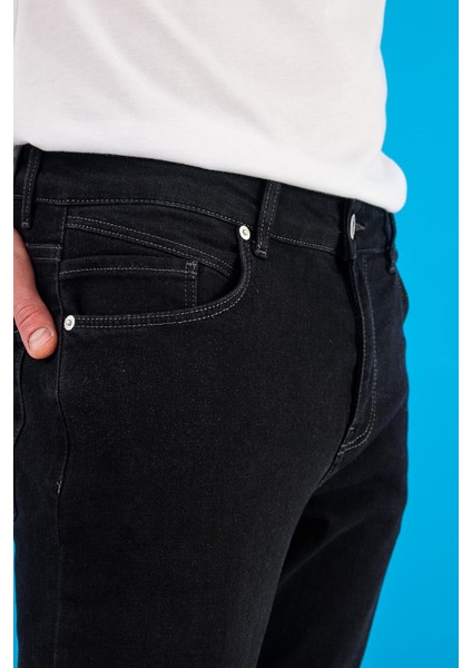 Erkek Edward Black Slim Straight Jean Pantolon fırsatları
