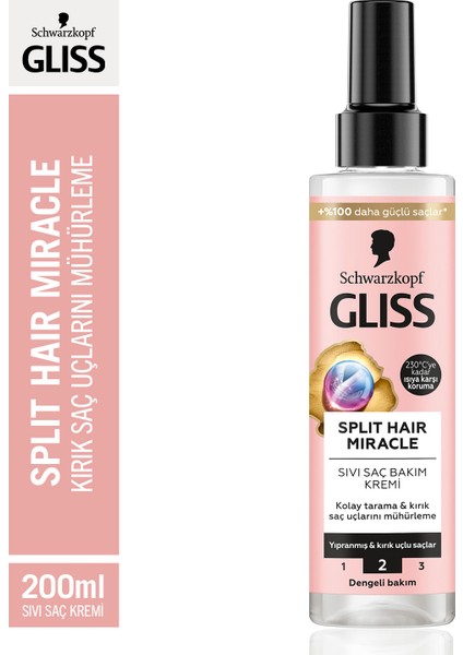 Schwarzkopf Gliss Split Hair Miracle Kırık Uçları Mühürleyici Sıvı Saç Kremi 200 Ml