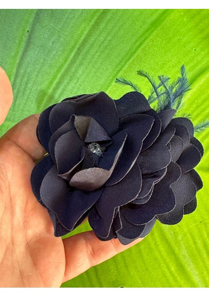 9x7 cm Taşlı Çiçek Broş Yaka Iğnesi Türban Iğnesi Saç Aksesuarı