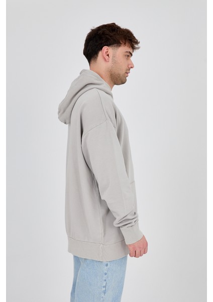 Enzoı Erkek Oversize Kapüşonlu Gri Sweatshirt