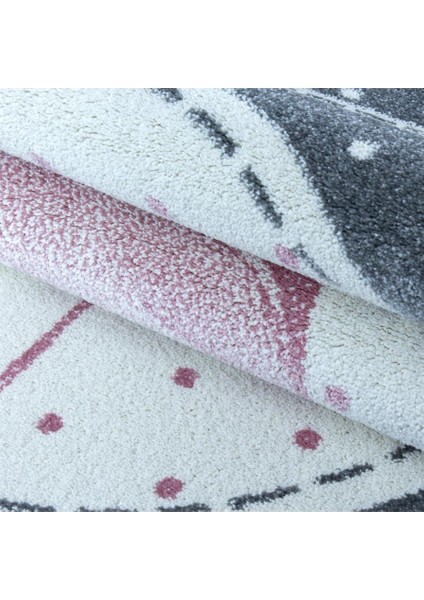 Flamingo Yıldız Desenli Çocuk Odası Halısı Pembe Gri Beyaz Renkli Halı fırsatları