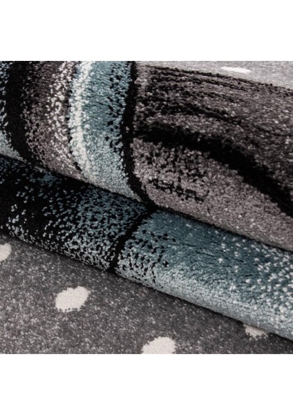 Sevimli Peri Atı Desenli Çocuk Halısı Gri Mavi Renklerde fırsatları