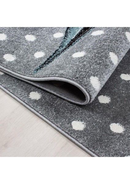 Sevimli Peri Atı Desenli Çocuk Halısı Gri Mavi Renklerde modelleri