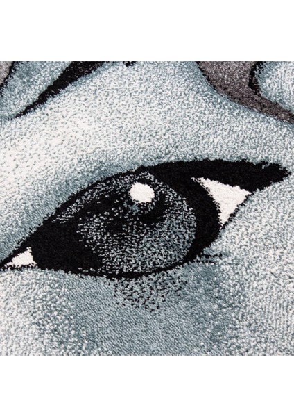 Sevimli Peri Atı Desenli Çocuk Halısı Gri Mavi Renklerde indirimleri