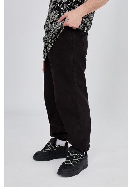 Enzoı Erkek Oversize Basic Siyah Jogger Pantolon