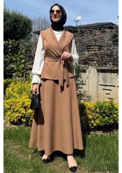 Zarif Etek Yelek Takım Camel fiyatları