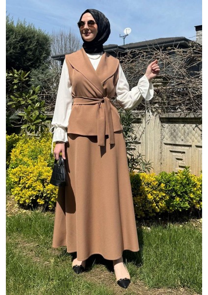 Zarif Etek Yelek Takım Camel fırsatları