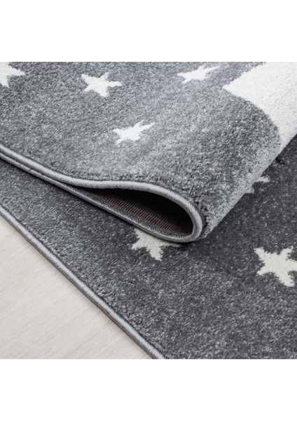 Sevimli Kedi ve Yıldız Desenli Çocuk Halısı Gri-Pembe-Beyaz fiyatları