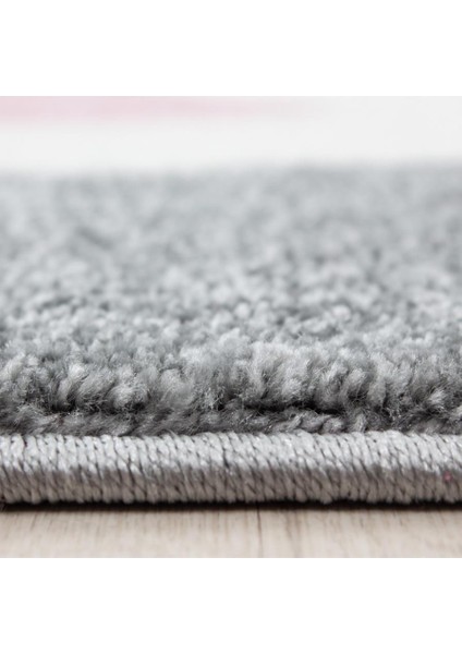 Sevimli Kedi ve Yıldız Desenli Çocuk Halısı Gri-Pembe-Beyaz modelleri