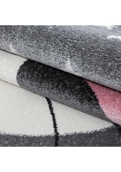 Sevimli Kedi ve Yıldız Desenli Çocuk Halısı Gri-Pembe-Beyaz fırsatları