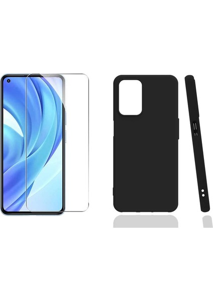 Oppo A55 ile Uyumlu Maxim Serisi Mat Silikon Kılıf + Temperli Cam Ekran Koruyucu