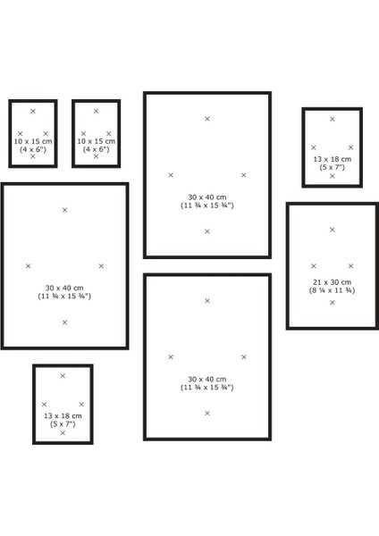 Knoppäng Çerçeveli Resim Seti, 8 Adet / 8li Çerçeve Seti Siyah Renk