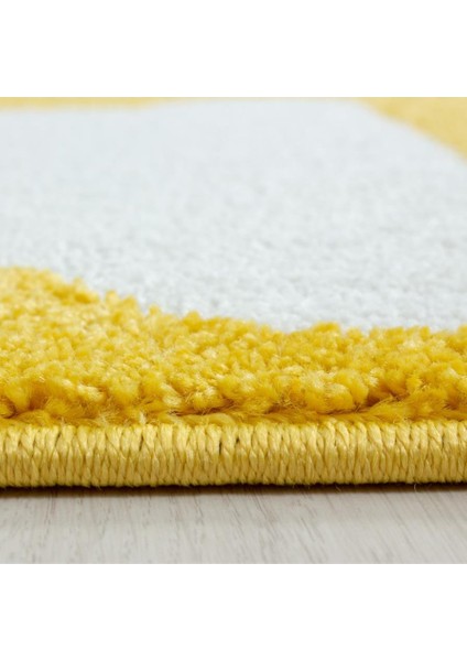 Kareli Yıldız Kalp Bulut Desenli Soft Çocuk Odası Halısı Gri Sarı Beyaz fırsatları