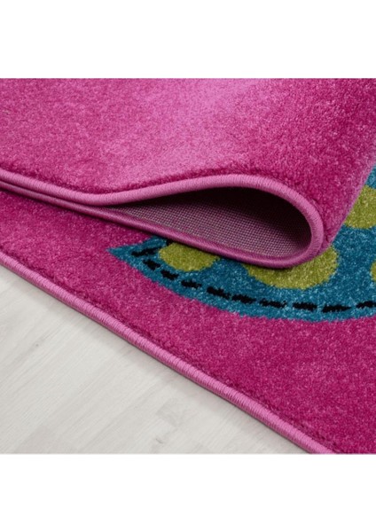 Sevimli Baykuş Kalpler ve Kelebek Çocuk Halısı Lila Pembe modelleri