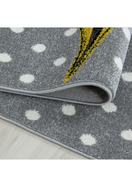 Sevimli Peri Atı Desenli Soft Çocuk Halısı Gri Sarı Beyaz Renklerde modelleri