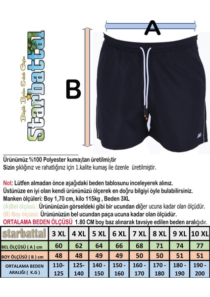 Büyük Beden Klasik Deniz Şortu 23677 Saks