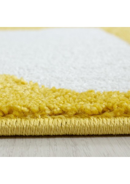 Yuvarlak Halı - Yıldız Kareli Kalp Bulut Desenli Çocuk Odası Halısı Gri Sarı Beyaz fırsatları