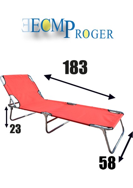 Ecm Proger Katlanır Kademeli Şezlong 2 'li Paket Kırmızı