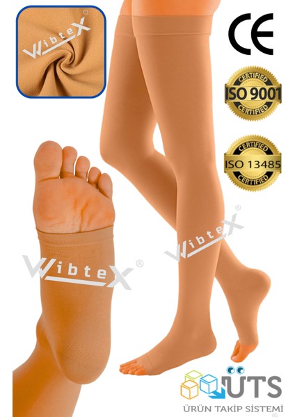 Diz Üstü Varis Çorabı Burnu Açık (Ten Rengi) Orta Basınç Ccl2(Çift Bacak)
