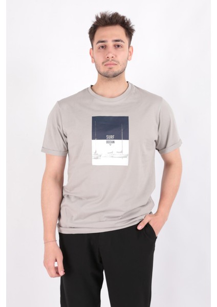 4076 Erkek Bisiklet Yaka T-Shirt