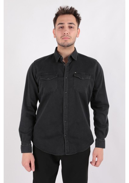 13254 Erkek Uzun Kol Denim Gömlek Ss