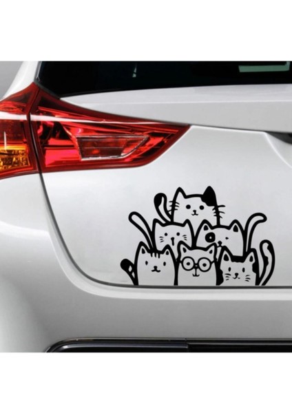 Siyah Kediler Araba Stickerı - Siyah Kediler Araba Çıkartması