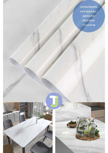 Kendinden Yapışkanlı Mermer Desen Folyo Mutfak Banyo Tezgah Duvar Masa Kaplama 60CMX500CM