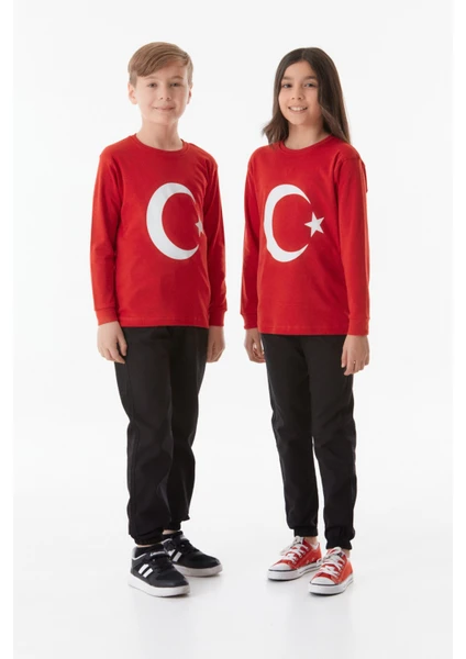 Türk Bayrağı Baskılı Çocuk Sweatshirt