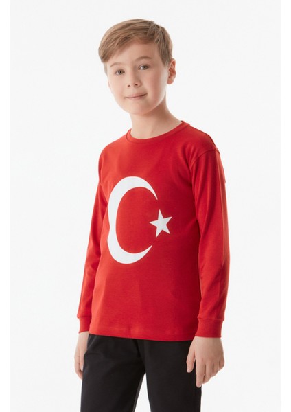 Türk Bayrağı Baskılı Çocuk Sweatshirt