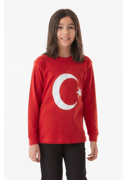 Türk Bayrağı Baskılı Çocuk Sweatshirt