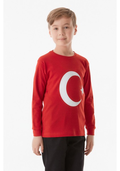 Türk Bayrağı Baskılı Çocuk Sweatshirt