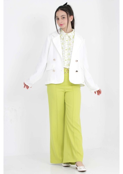 Kız Çocuk 3'lü Set Takım Kombin Blazer Ceket-Bluz-Pantolon Bayramlık Özel Gün Takım ELBISE-TKM-0003 fiyatları
