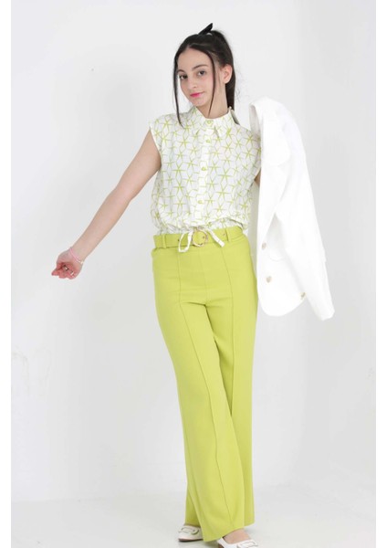 Kız Çocuk 3'lü Set Takım Kombin Blazer Ceket-Bluz-Pantolon Bayramlık Özel Gün Takım ELBISE-TKM-0003 fırsatları