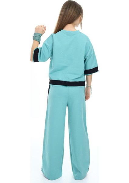 Kız Çocuk Pamuk Oversize Yarım Kol Alt-Üst Eşofman Takım-AÜT-0008 fiyatları