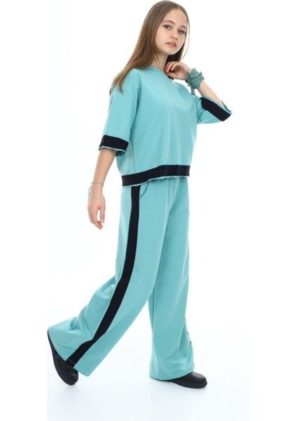 Kız Çocuk Pamuk Oversize Yarım Kol Alt-Üst Eşofman Takım-AÜT-0008 modelleri