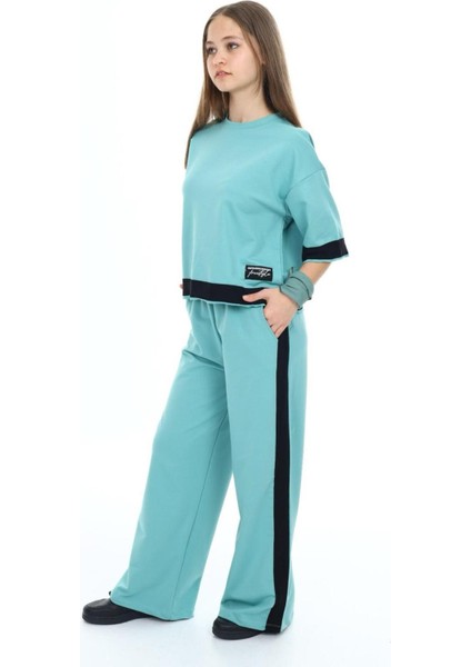 Kız Çocuk Pamuk Oversize Yarım Kol Alt-Üst Eşofman Takım-AÜT-0008 fırsatları