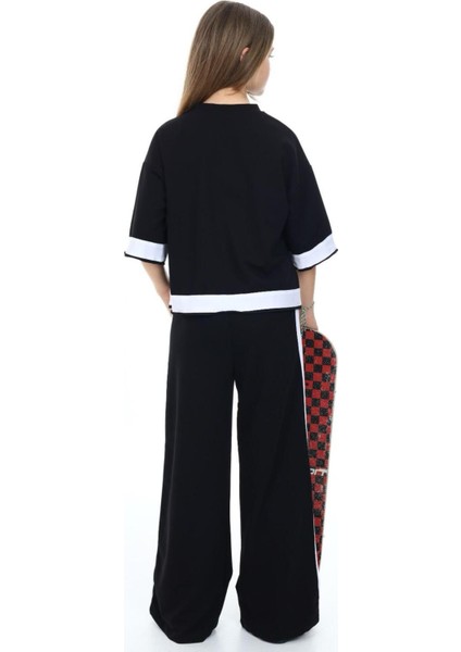 Kız Çocuk %100 Pamuk Oversize Yarım Kol Alt-Üst Eşofman Takım-AÜT-0008 fiyatları