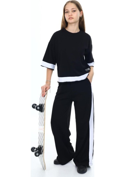 Kız Çocuk %100 Pamuk Oversize Yarım Kol Alt-Üst Eşofman Takım-AÜT-0008 fırsatları