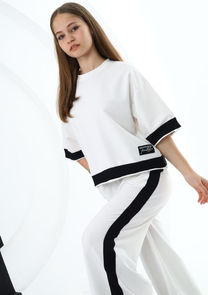 Kız Çocuk %100 Pamuk Oversize Yarım Kol Alt-Üst Eşofman Takım-AÜT-0008 fiyatları