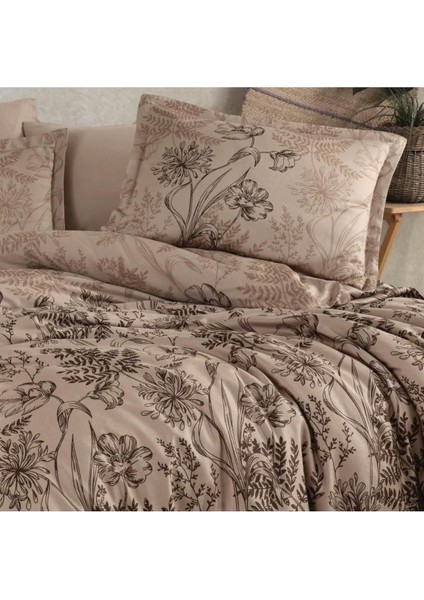 Saten Çift Kişilik Nevresim Takımı Le Pala V1 - Kahve fiyatları