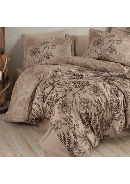 Saten Çift Kişilik Nevresim Takımı Le Pala V1 - Kahve modelleri