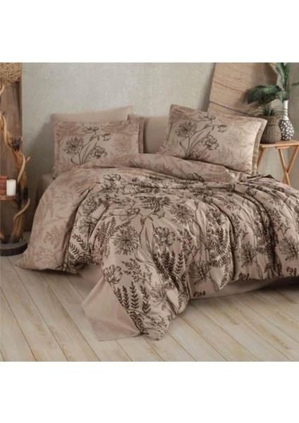 Saten Çift Kişilik Nevresim Takımı Le Pala V1 - Kahve fırsatları